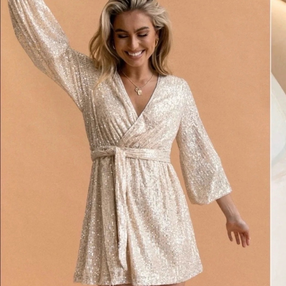 Petal & Pup Sequin Wrap Dress
